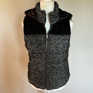 Prince & fox | black and white tweed knit hooded vest | Sz M